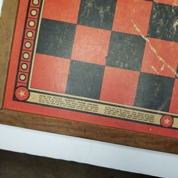 Vintage 1938 checkers board wooden great decorative design piece board only - Picture 9 of 11
